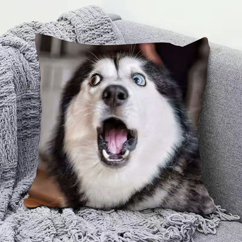 Popular Creative Dog Head Pillow Case Realistic Stereoscopic Cushion Cover For Sofa Bedhead Car Decoration