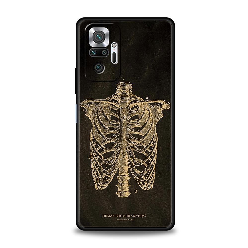 Anatomy Skeleton Chalkboard Body Heart Phone Case For Xiaomi Redmi Note 14 13 5G 10 11 12 Pro Plus 4G 14C 13C 12C 10C Cover