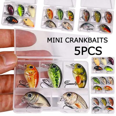 5 Stück Mini Angelköder Set 3cm 2/1.5g Künstliche Fischköder Topwater Crankbaits Wobbler Crank Für Bassangeln Swimbait Pesca