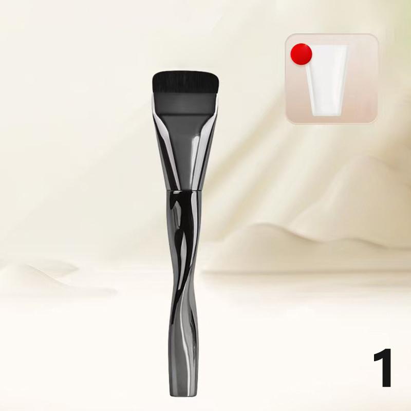 

Кисть для нанесения тональной основы с плоской головкой и черная пуховка для макияжа, спонж-блендер, ультратонкая головка, аппликатор для нанесения консилера без следов