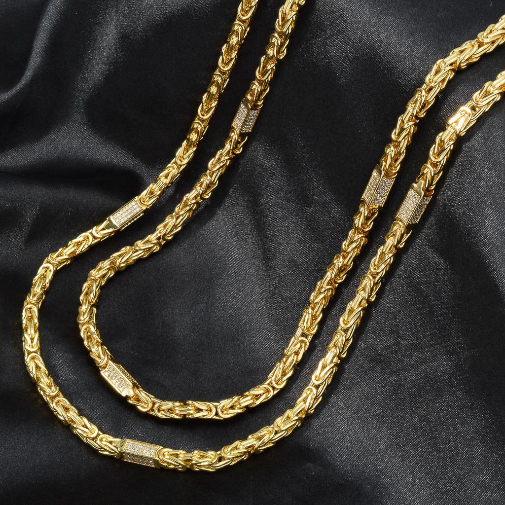 Collar de Oro Chapado para Hombre y Mujer de Dubái Trenzado Multicapa Tridimensional Circonita Joyería para Fiesta Hip-Hop