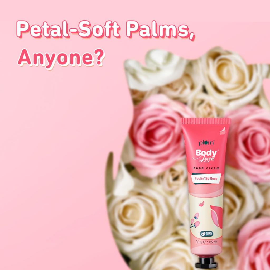 Plum BodyLovin' Feelin' So Rose Hand Cream 30G Pack of 1 | Ultra Moisturizing Non-Greasy Lightweight Travel Friendly