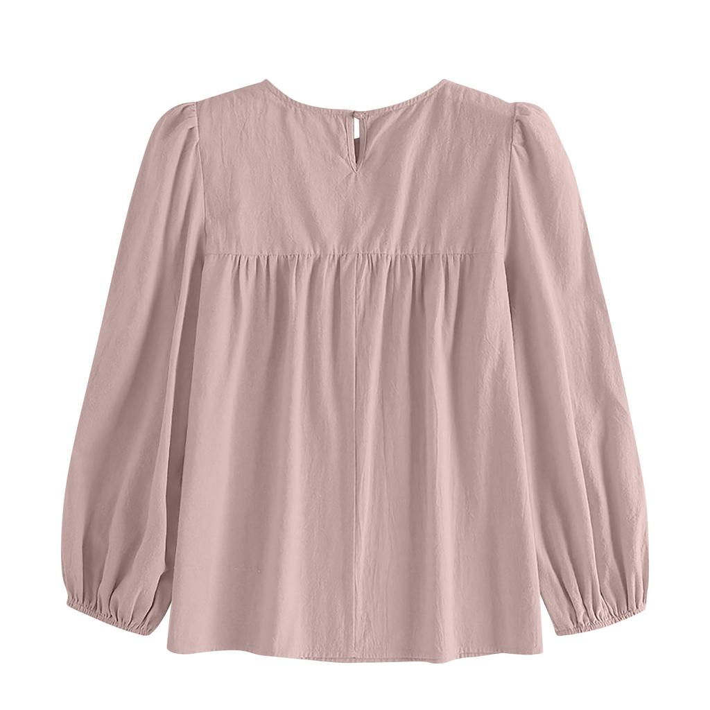 Women's Color Loose Round Neck Plus Size Shirt