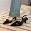 High-heeled Sandals for Women's Summer Belt Buckle Bag Head Pumps Womens New One-word Strap Stiletto Pointed High Heels Women