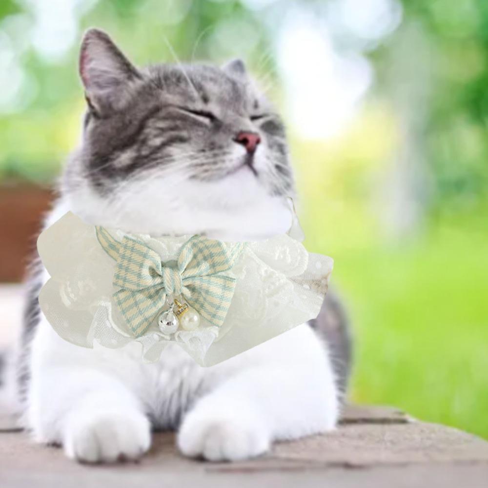 Adjustable Pet Neck Scarf with Bow and Bells Cat Collar Accessory Pet Neckband Daily Wear