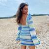 Mini Strickkleid Damen Langarm Herbst Winter Outfits Sexy Rückenfrei Strand Bodycon Kleider Elegant