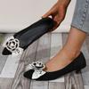 2025 Women Pumps Med Heel Square Point Toe Camellia Flower Pumps Office Lady  Shoes Soft Soles Slip on Single Shoes