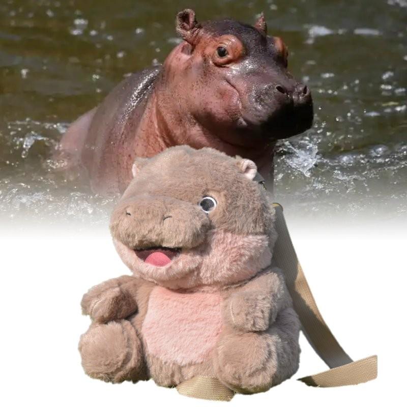 Adorable Plush Hippopotamus Backpack With Soft Pp Cotton Fill And Big Smiling Face