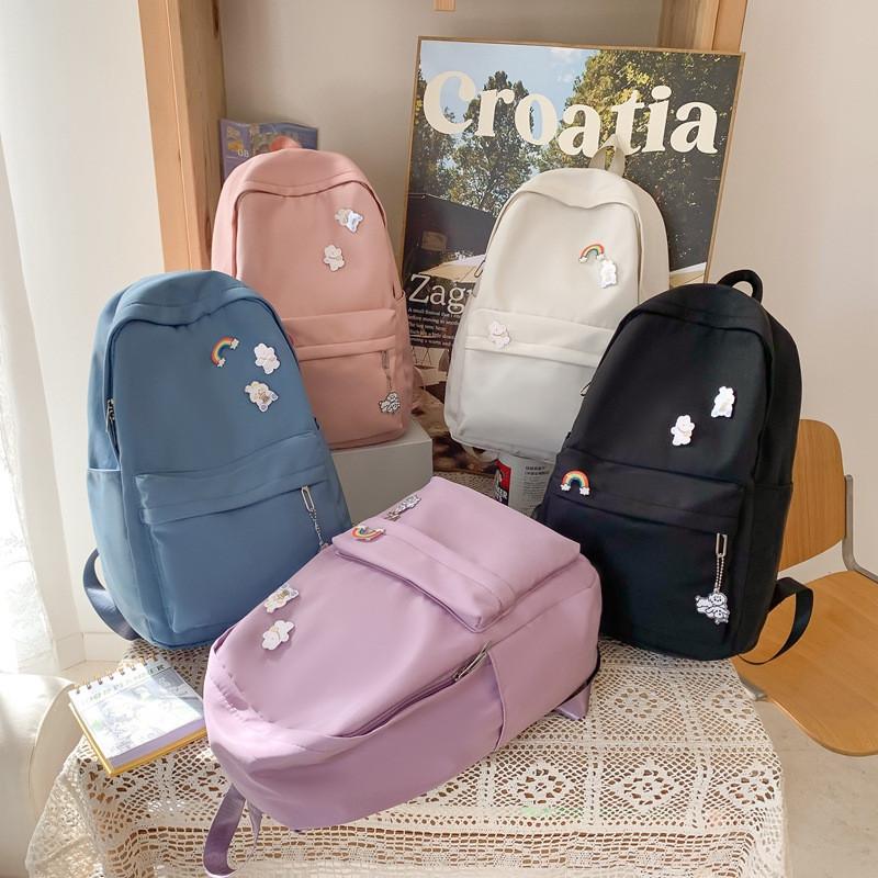 Stylish Lightweight Rainbow Pendant Backpack For Students In Various Colors