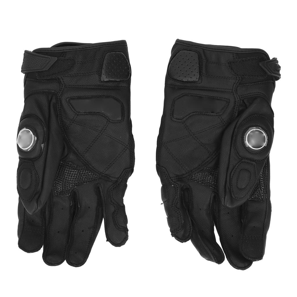 Motorcycle Riding Gloves PU Leather Windproof Waterproof Warm Keeping Breathable Hard Knuckle Gloves Black M