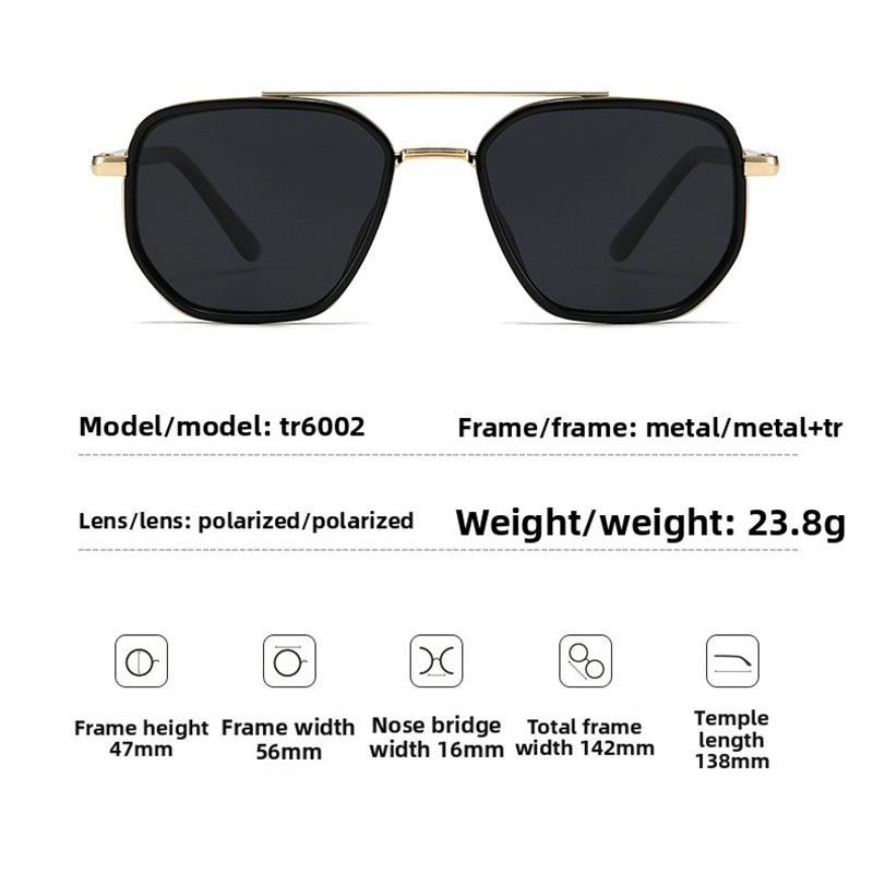 Polarized Sunglasses Men's Sunglasses, Driving Glasses Men's High-End Glasses UV Protection Metal Double-Beam Frame