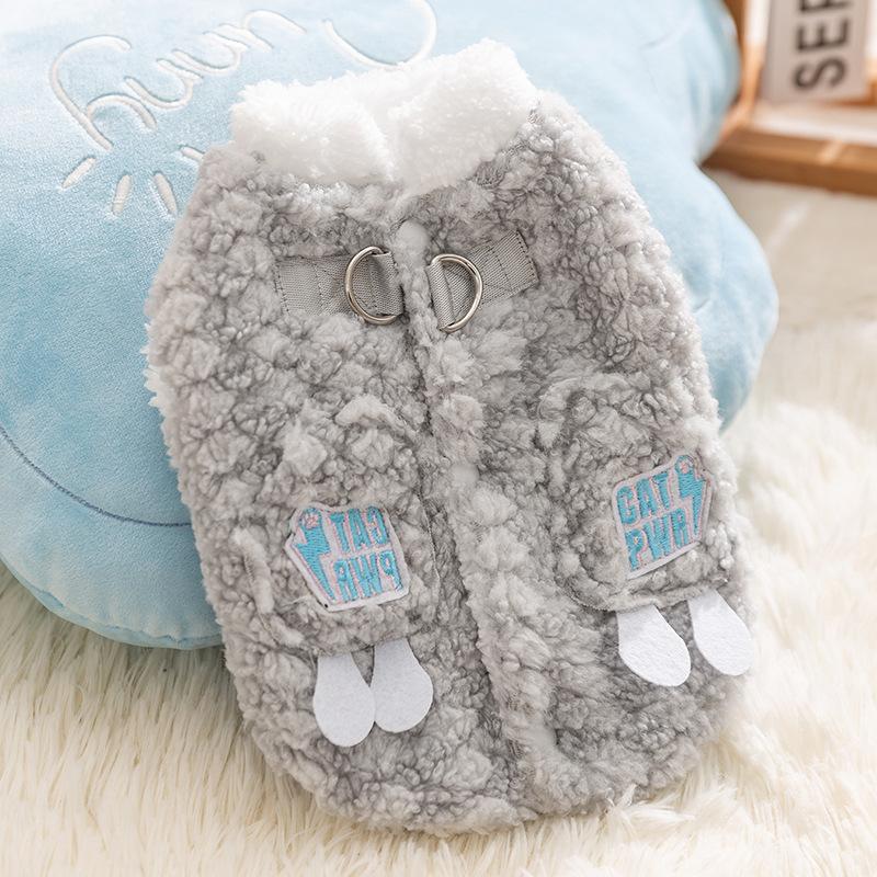 

Кошачья одежда для тепла зимой Маленькая собака двухлапая флисовая жилетка с карманом на поводке Кошачья теплая одежда для домашних питомцев XXL (recommended weight 15-10 kg)