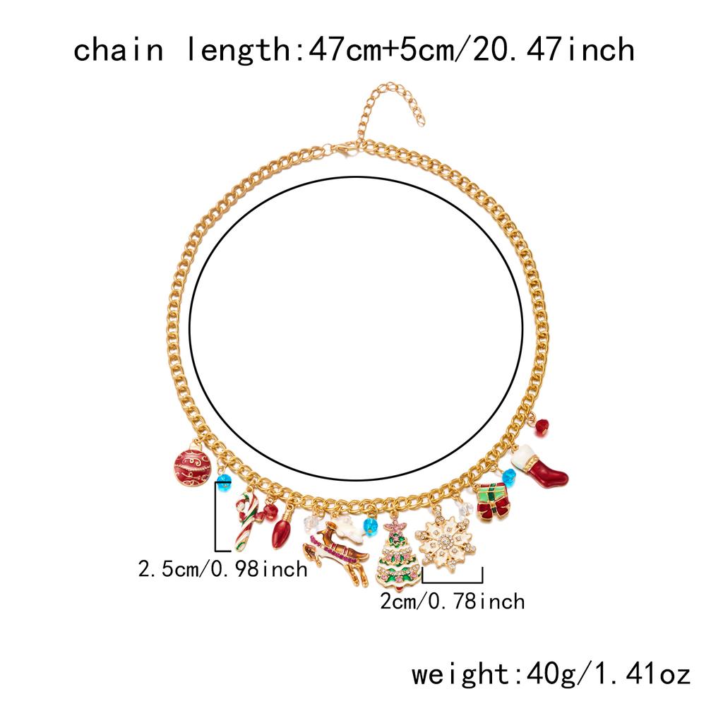 Delicate Christmas Snowflake Snowman Pendant Necklace for Women Xmas Tree Elk Sweet Metal Party Jewelry Festival New Year Gift