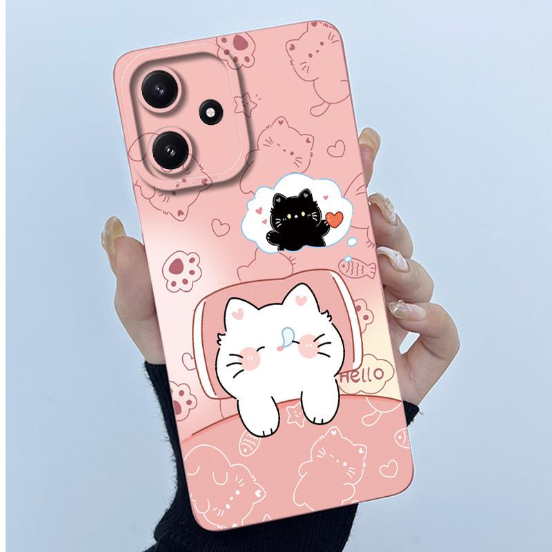 Phone Case For Xiaomi POCO M6PRO 5G Redmi Note 12R 5G Cute Panda Sweet Girls Cats Shockproof Silicone Back Cover For Redmi 12 5G