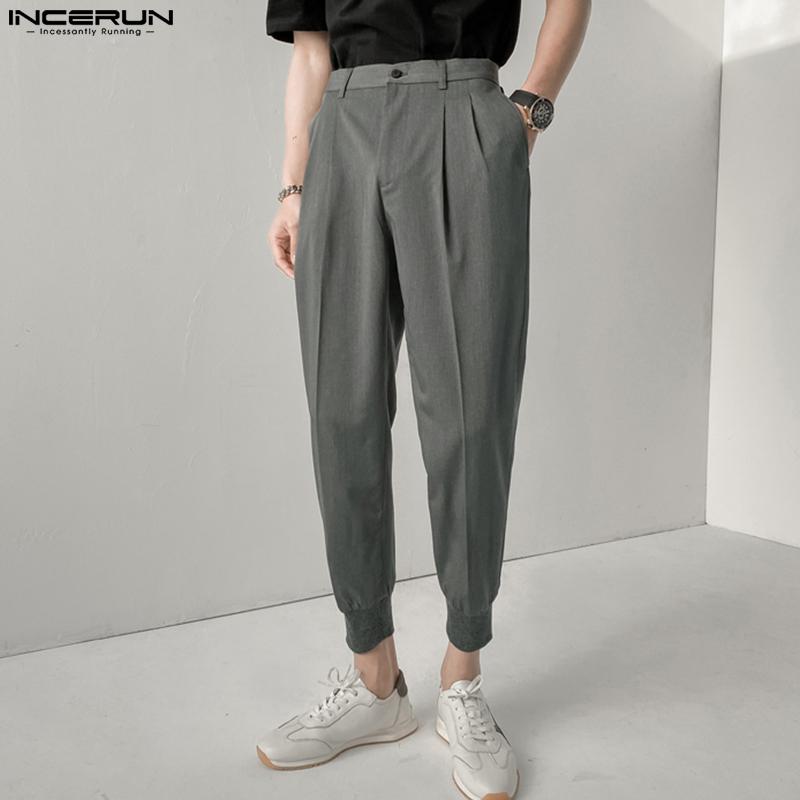 

INCERUN Мужские весенние свободные длинные брюки чистого цвета