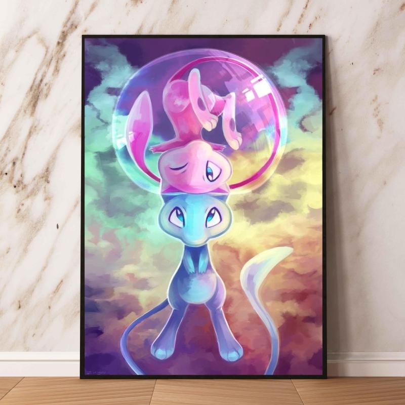 Eeveelutions Decorative Painting Cute Eevee and With Floral Elements High  Quality Wall Art for Home Decor Classic