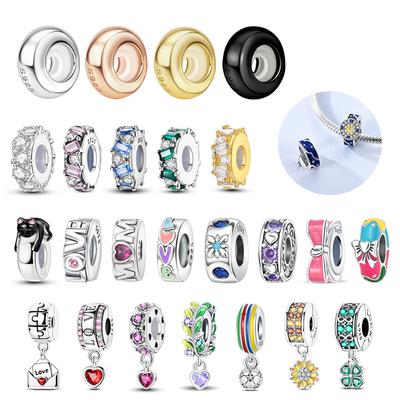 Versatile Copper Sparkling Crystal Love Rubber Stopper Positioning Bead Fit Diy Bracelet Necklace Match Gifts