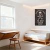 Vintage 'Abandon All Hope' Skull Crossbones Metal Sign, Gothic Pirate Warning Tin Sign for Bar Pub Home Wall Decor, Rustic Aged