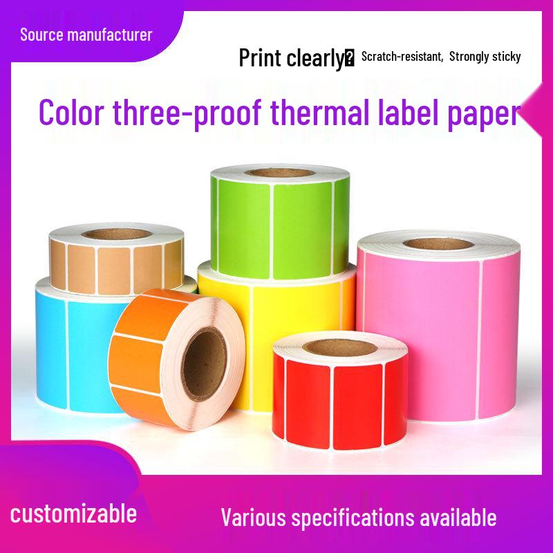 Multi-Color Triple-Proof Thermal Self-Adhesive Barcode Labels: Red, Orange, Yellow, Green, Blue, Pink, Brown - Printable and In Stock