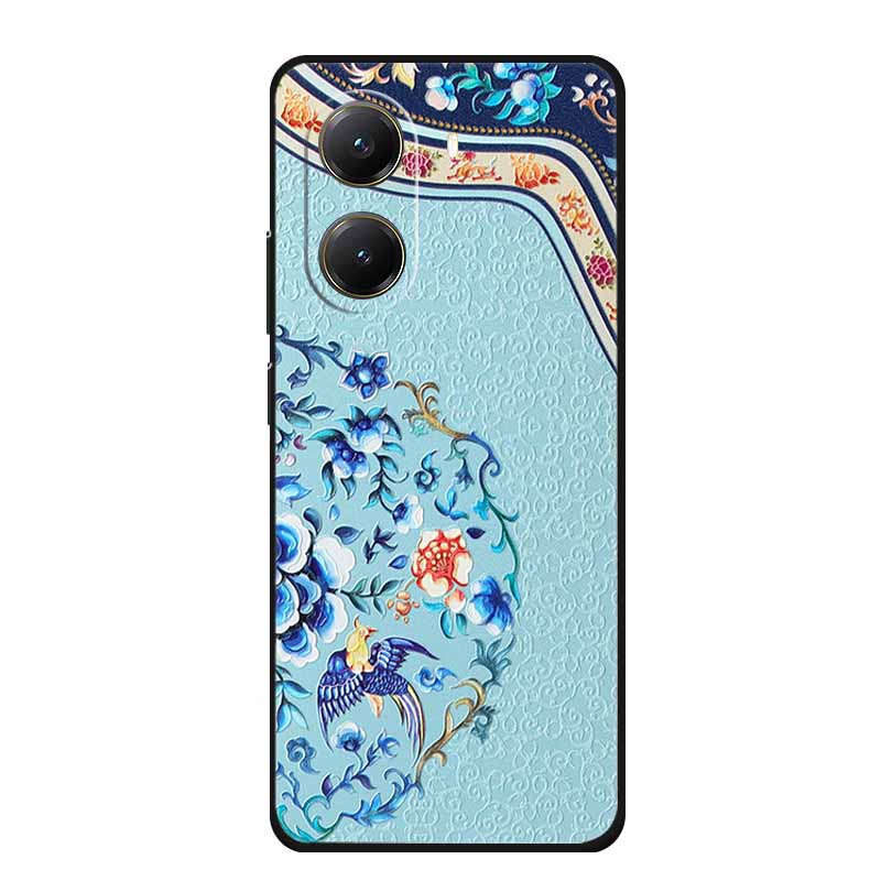 For Xiaomi POCO X7 Pro Case X7Pro 3D Relief Emboss Flowers Black Silicone Soft Back Cover Case For Redmi Turbo 4 Case Turbo4 Bag