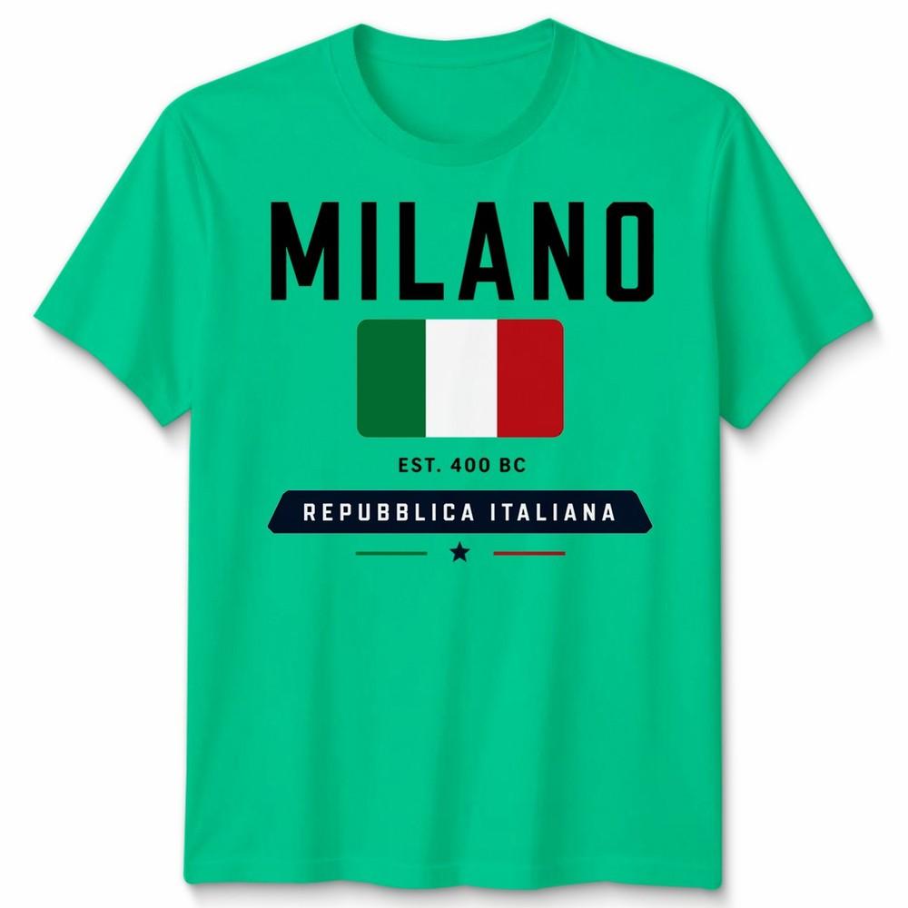 Milano Graphic Unisex Football T Shirt Casual White Soft Cotton Classic Top