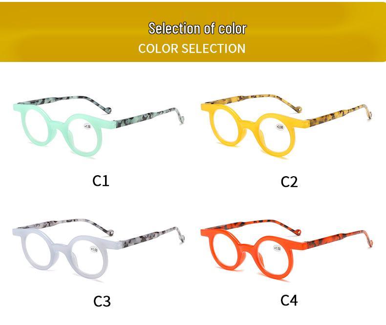 European Retro Round Frame Color-Block Reading Glasses - Stylish, Versatile, Niche Eyewear.