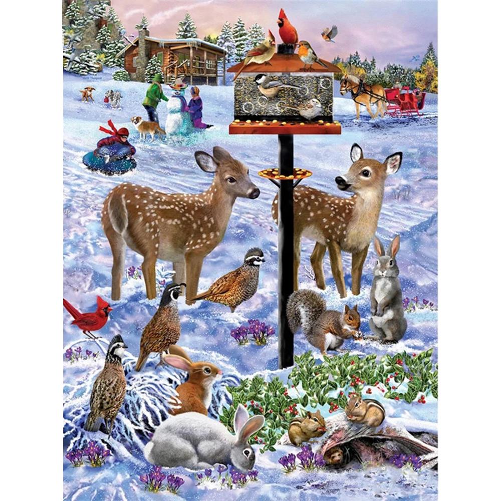 Pictură cu diamant 5D DIY, Animal, Crăciun, Mozaic cu diamant, Broderie cu diamante, Set complet, Seturi cu punct de cruce, Cadouri pentru decorarea casei