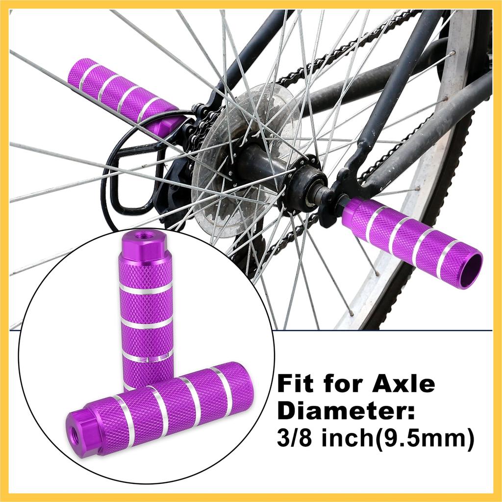 BULLSPANN Bicycle Step Set of Aluminum Axle Universal Fit for Purple Pegs/Footpegs, 4, Alloy, 3/8" Compatible, BMX/MTB/Mini Bikes,