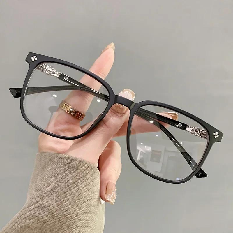 Photochromic Myopia Glasses for Women Men Computer Use Oversized Clear Nearsighted Eyewear with Minus Diopters Plastic Metal Frame