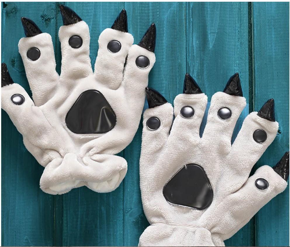 Women Men Warm Fashion Claw Paw Mittens Soft Plush Winter Furry Animal Claws Nails Glove Cosplay Costume Wearable Kid Gifts