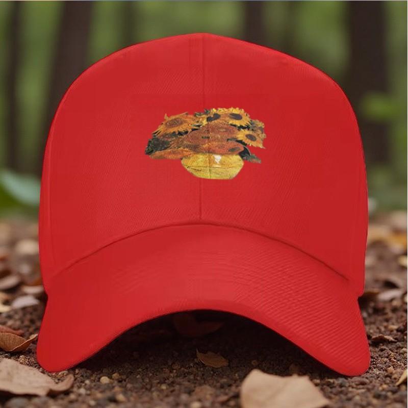 Sunflower Print Baseball Cap Unisex Adjustable Polyester Casual Outdoor Summer Hat
