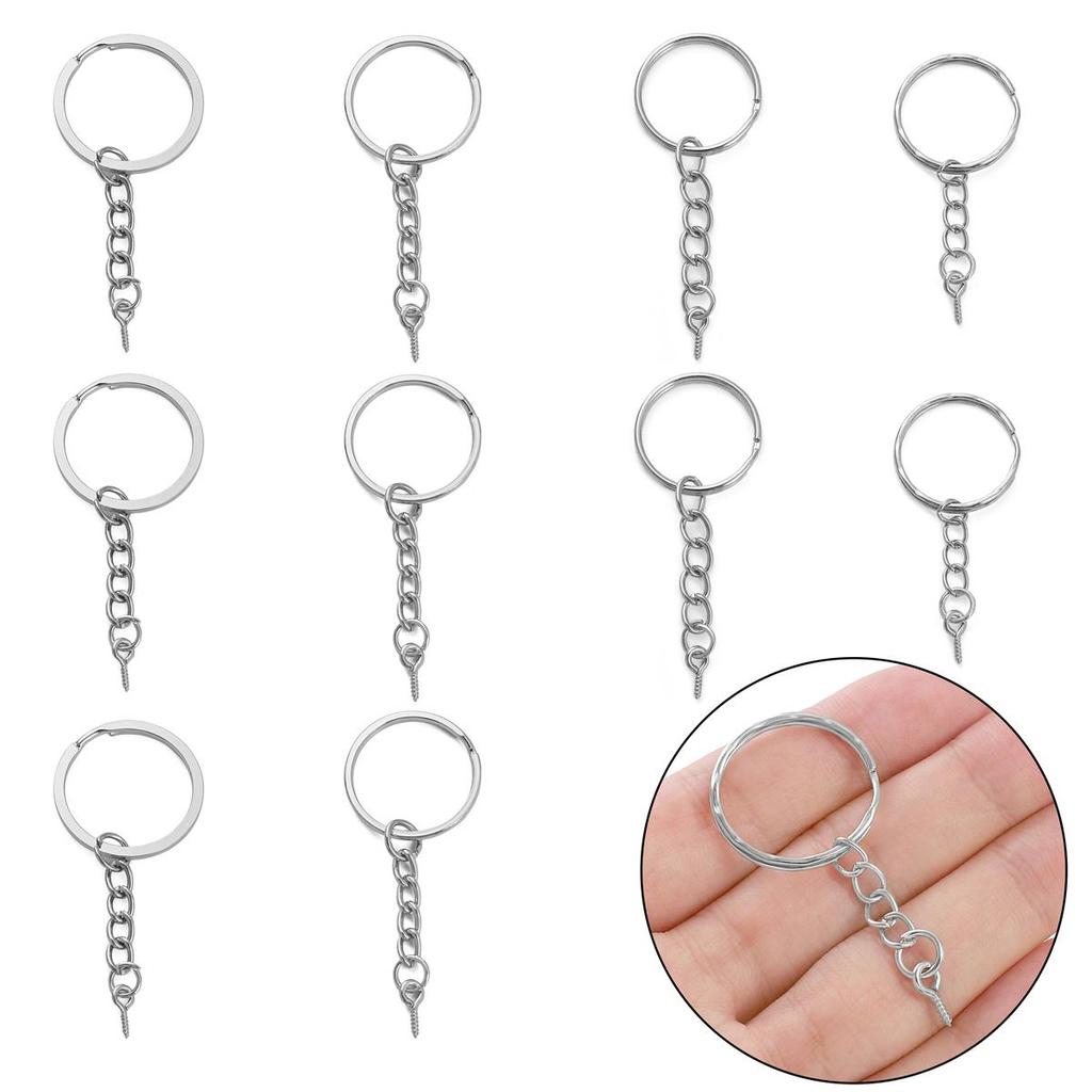 10 Stück Eisen Flacher Ring Schlüsselanhänger Hängende Schafaugenkette Schnallen Verbinder für DIY Schmuckherstellung