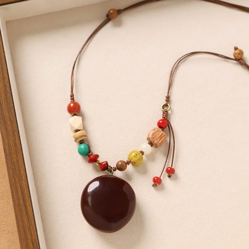 Colier original design plantă fruct ghindă împletită lanț lung literar pentru pulover accesorii pentru femei