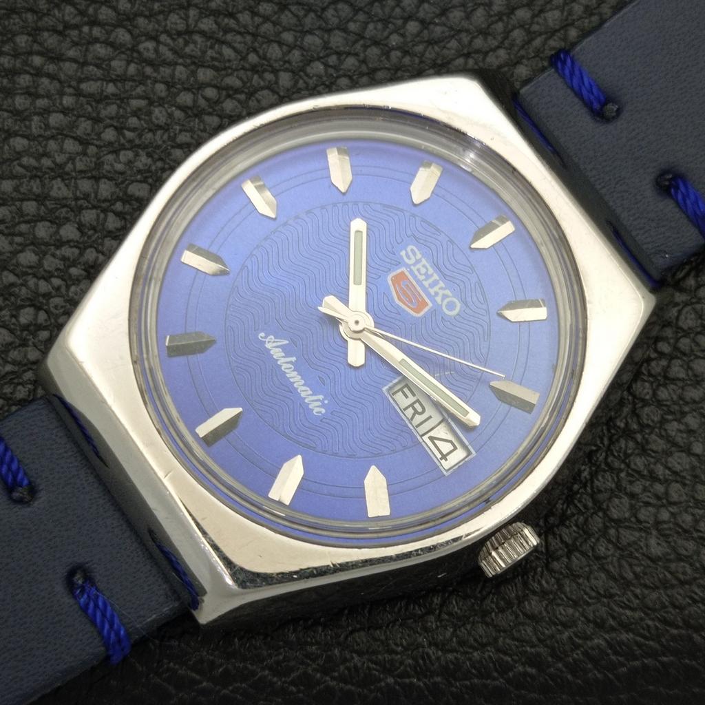 JAPAN 6309A VINTAGE SEIKO 5 AUTOMATIC MENS BLUE COLOR DIAL WATCH a701284-5 R206a-a701284