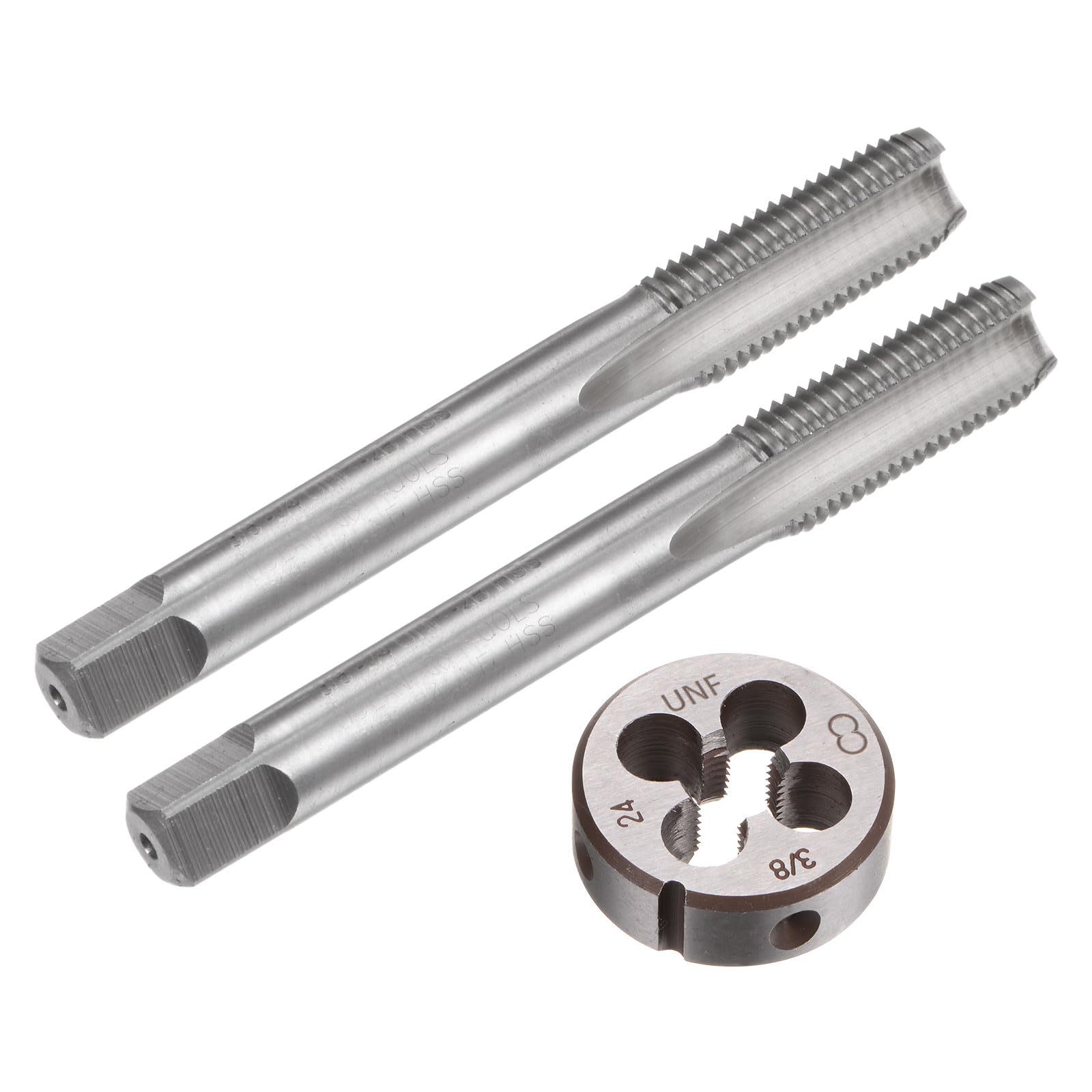 

uxcell 3pcs Tap Die Set UNF Thread Tap Round Die Tapping Thread Tool Tap Die Kit for Nut Screw Bolt Thread Repair & 3/8-24 & & серый