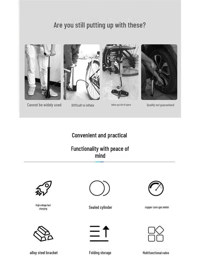 Doppelzylinder-Fußpumpe zum Aufpumpen von Autoreifen