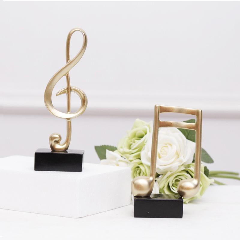Resin Sculpture Simple Gold Note Piano Sculpture Ornament Music instruments Dance studio home bookshelf piano room home decor