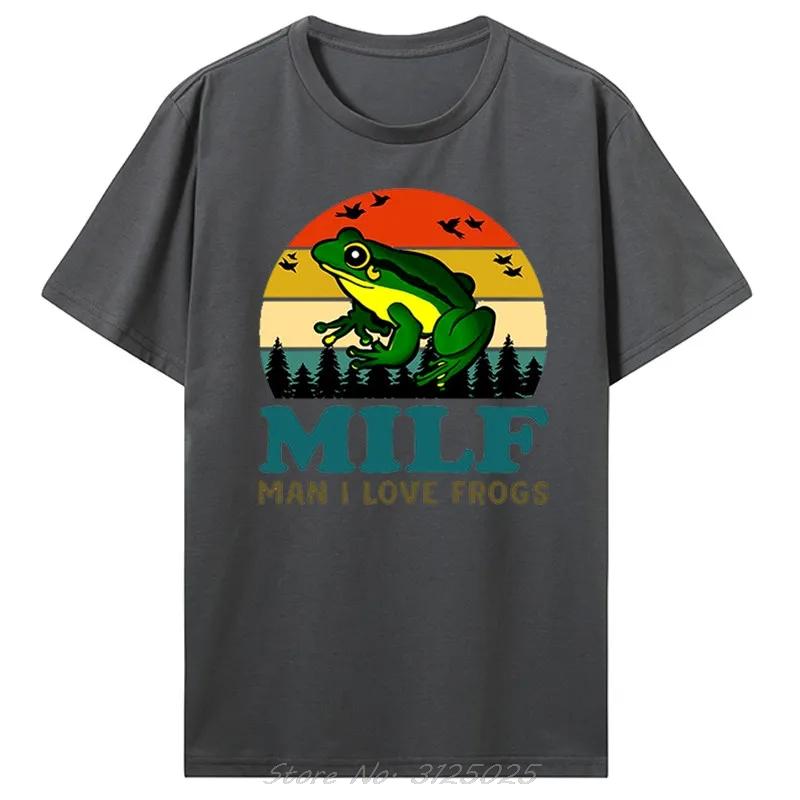 MILF Unisexs Clothing Oversized Tshirt I Love Frogs Funny Saying Frog Amphibian Lovers Vintage Cotton Tshirt Funny Cotton Tshirt