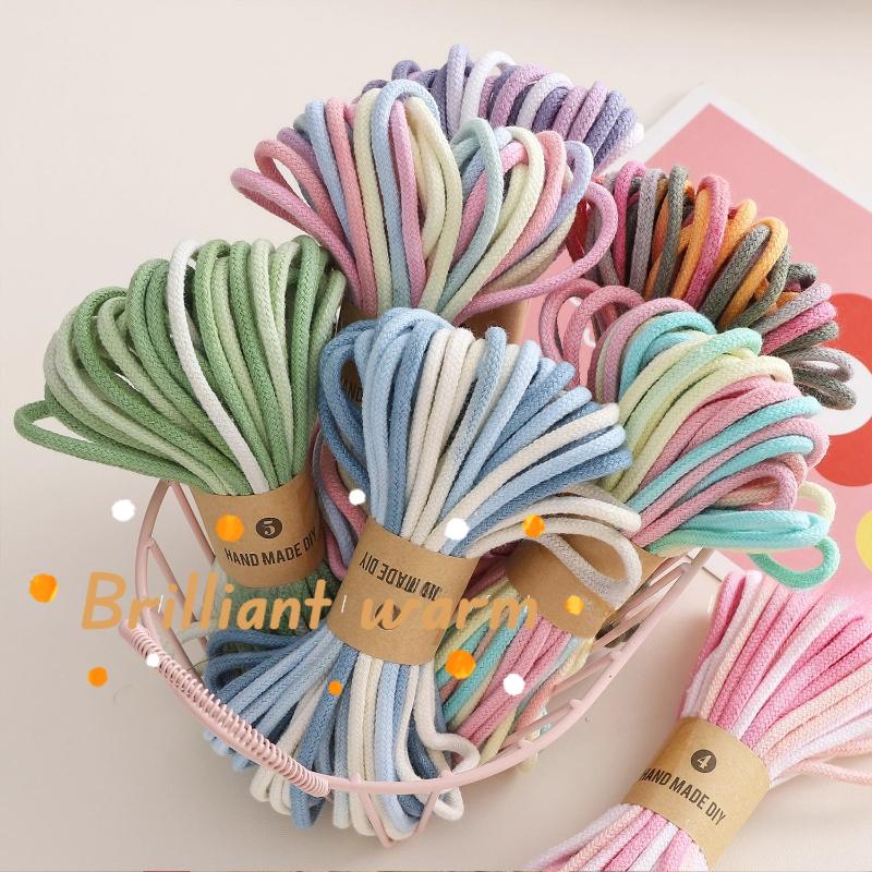4mm 10m Color Gradient Cotton Thread Home Textile Decorative Rope Clothing Grain Rope Handmade Weaving Rope Craft Accessories