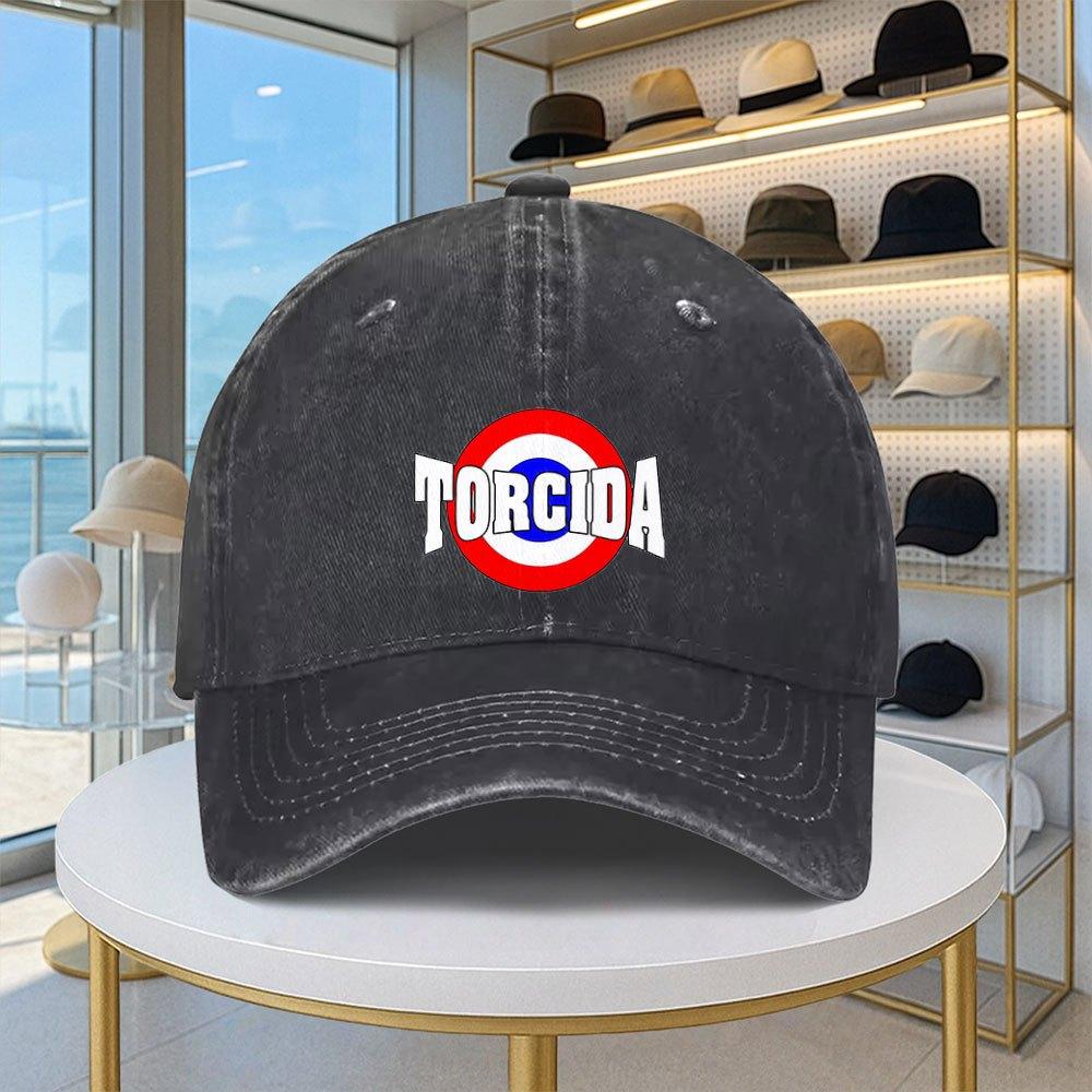 Torcida Vintage Distressed Baseball Cap Adjustable Duckbill Hat with Retro Print Lightweight Suitable for Outdoor Casual Wea