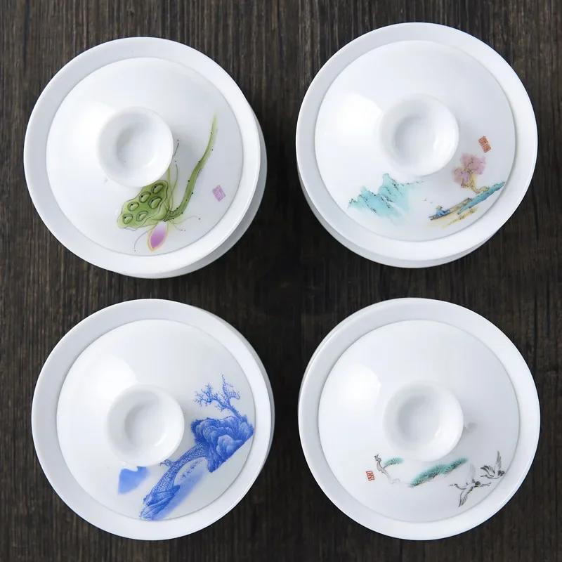 Chinese Traditions Gai Wan Tea Set Bone Tea Gaiwan Tea Porcelain Pot Set , de soupière, tasse à thé Kung Fu, service à thé