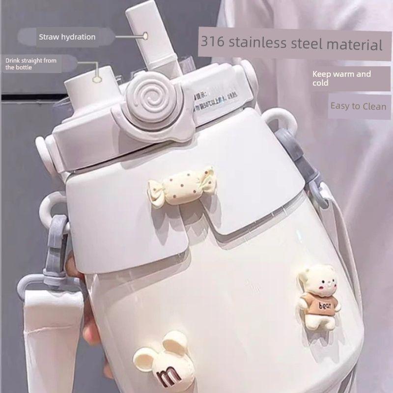 316L Large-Capacity Thermos Cup for Students, Cute and Creative Big Belly Cup, Popular Online Water Cup, Dual-Use Children's Cup