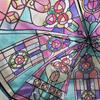 Transparent Material Stained Glass Umbrella Hand-Painted Design Automatic Umbrella  Rain Protection