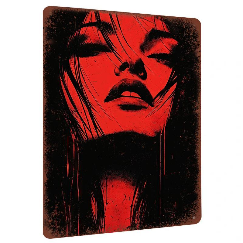 

Dark Female Portrait Art Metal Tin Painting Modern Home Wall Decor Living Room Bedroom Creative Hanging 20x30cm（7.8x11.8inch）
