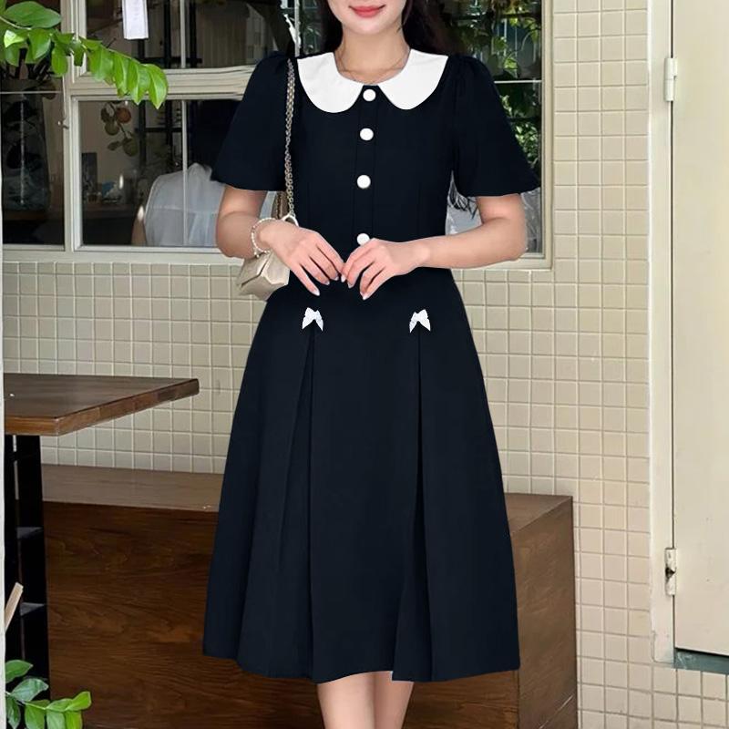 

ZANZEA Women Casual Doll Collar Summer Short Sleeve Dress S Темно-синій