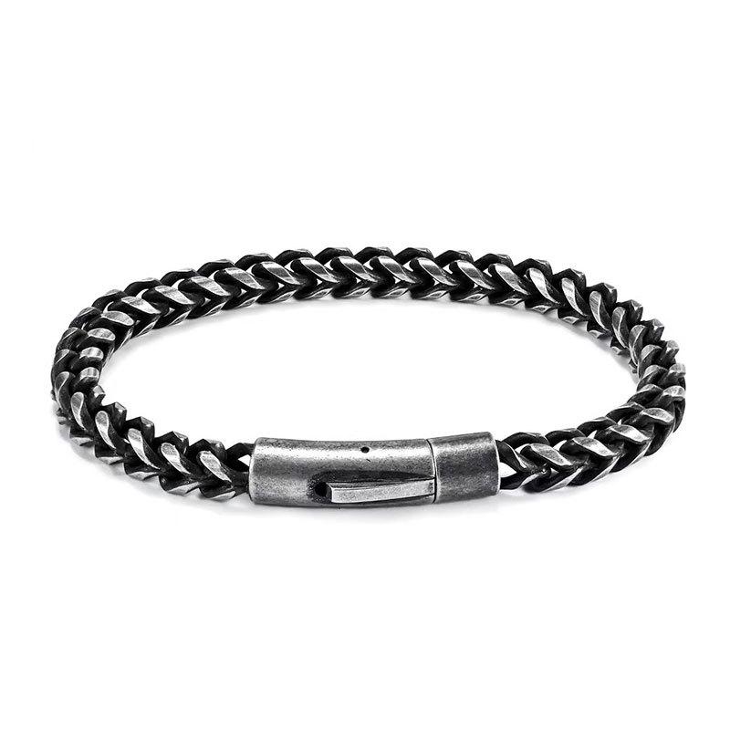 Titanium Steel Bracelet Men'S Retro Black Plated Polished Hip Hop Punk Style Bracelet Trendy Cool Personality Jewelry