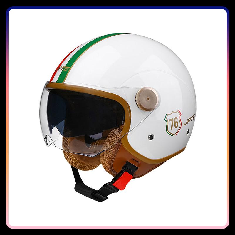 3/4 Open Face Helmet Daul Visor Retro Semi-open Helmets Men Women DOT ECE Double Lens Jet Helmets Motorcycle Accessories