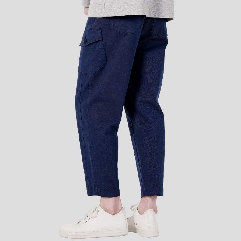 CUSTOMUS Men'S Thigh Cut-Out Waist E-Band Semi-Baggy Pants Cxs25Fwpt912 Nav
