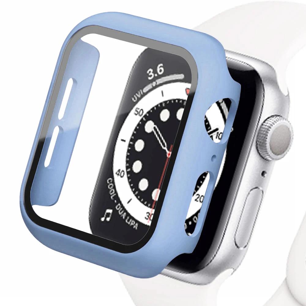 Tempered Glass+cover For Apple Watch Accessories 45mm 41mm 44mm 40mm 42mm Screen Protector serie 9 4 5 6 SE 7 8 Apple watch Case
