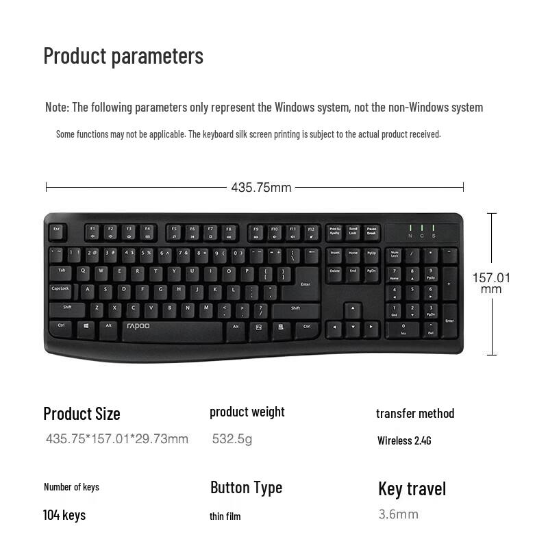 Rapoo X1800Pro Wireless Keyboard Mouse Combo